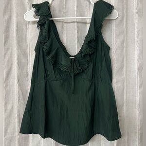 Universal Thread Dark Green Ruffle Women's Blouse